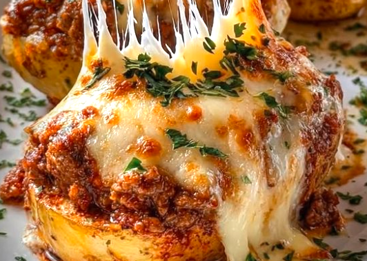 Cheesy Baked Potatoes with Ground Beef Recipe